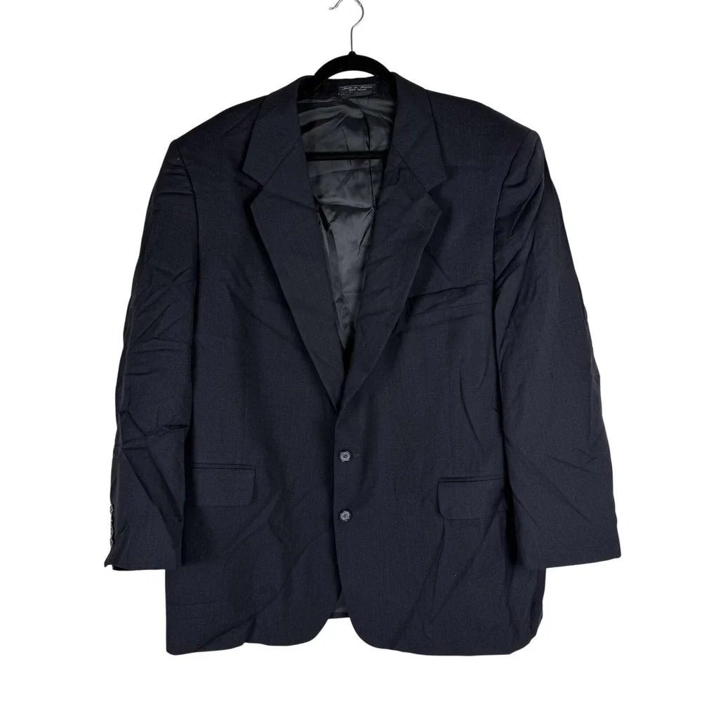 Hardy Amies Mens 50R Blazer Dark Gray Wool Two Button Sport Coat Single Breasted